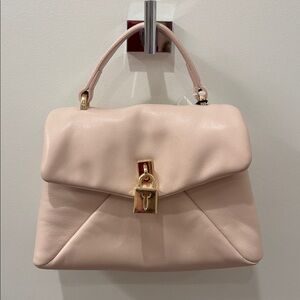 NWT Ted Baker Elegant Ballet Pink Soft Leather Gold Lock Handbag